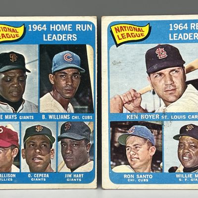 Sale Photo Thumbnail #18: 1964 Topps - #4, #6 - Willie Mays / NL HR + RBI Leaders