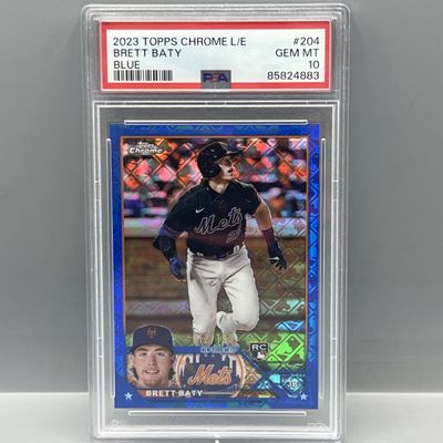 Sale Photo Thumbnail #178: 2023 Topps Chrome L/E Brett Baty Blue Refractor RC #/150 PSA Gem Mint 10