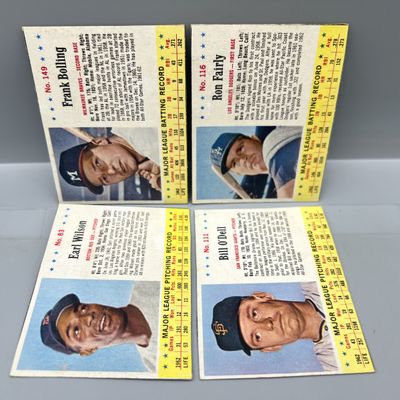 Sale Photo Thumbnail #14: (4) 1963 Post Cereal Baseball Cards - Hand Cut