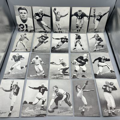 Sale Photo Thumbnail #2: (20) 1948-52 Exhibit Football Cards W/ Stars - Varying Conditions