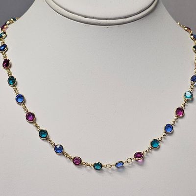 Sale Photo Thumbnail #469: Swarovski Gold-Tone Multi-Color Crystal Necklace