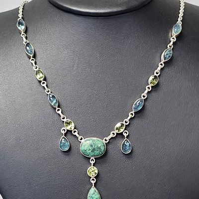 Sale Photo Thumbnail #407: Nicky Butler Sterling Multi-Gemstone Necklace 24.0 Grams