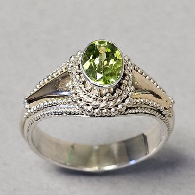 Sale Photo Thumbnail #197: Sterling & 18K Gold Peridot Ring 4.9 Grams