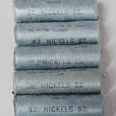 Sale Photo Thumbnail #38: Royal Bank of Canada Five $2 Nickel Rolls