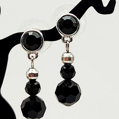 Sale Photo Thumbnail #244: Swarovski Black Crystal Drop Earrings