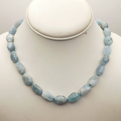 Sale Photo Thumbnail #272: Sterling Faceted Aquamarine Necklace