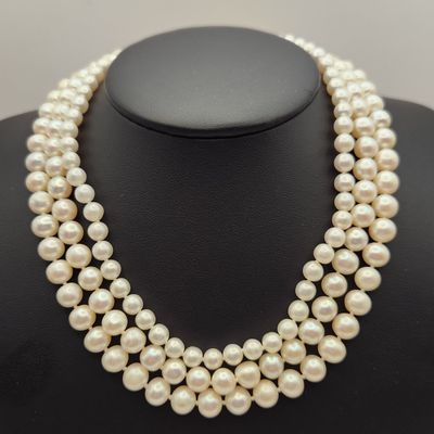 Sale Photo Thumbnail #368: Graduated Cultured Pearl Necklaces 14K Clasps