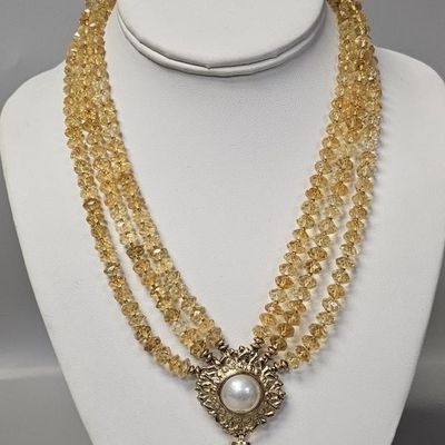 Sale Photo Thumbnail #85: 14K Citrine and Mabe Pearl Necklace