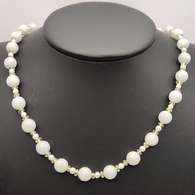 Sale Photo Thumbnail #364: Jade Peridot & Pearl Necklace 14K Clasp