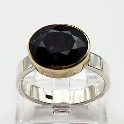 Sale Photo Thumbnail #235: Sterling Faceted Onyx Ring 5.3 Grams