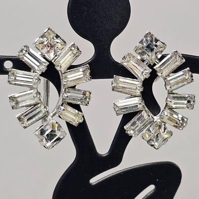Sale Photo Thumbnail #476: Sterling  Rhinestone Screw-Back Earrings