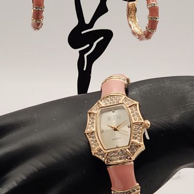 Sale Photo Thumbnail #344: R.J. Graziano Enamel & Rhinestone Cuff Watch & Earrings