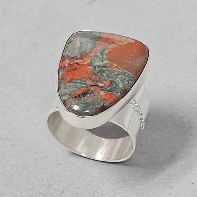 Sale Photo Thumbnail #162: DE Sterling Jasper Statement Ring 10.5 Grams