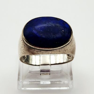 Sale Photo Thumbnail #242: Silver Lapis Lazuli Signet Ring 5.2 Grams