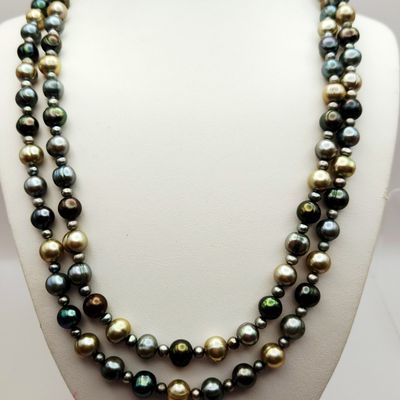Sale Photo Thumbnail #256: Multi-Color Culture Pearl Endless Necklace