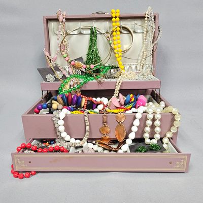 Sale Photo Thumbnail #112: Lavender Jewelry Box & Costume Jewelry