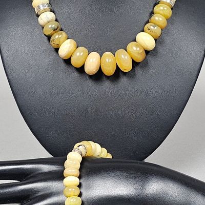 Sale Photo Thumbnail #163: Jay King Sterling Yellow Opal Necklace Set 136.6 Grams
