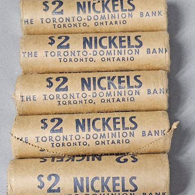 Sale Photo Thumbnail #32: 5 Toronto-Dominion Bank Nickel Coin Rolls