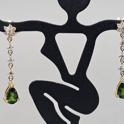Sale Photo Thumbnail #57: 14K Diopside & Diamond Earrings 1.6 Grams