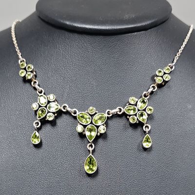 Sale Photo Thumbnail #77: Nicky Butler Sterling Peridot Festoon Necklace 19.5 Grams