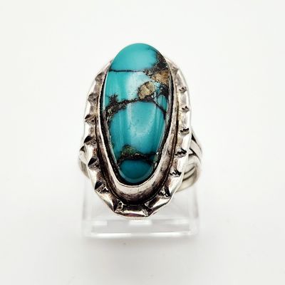 Sale Photo Thumbnail #231: Sterling Southwestern Turquoise Ring 10.4 Grams