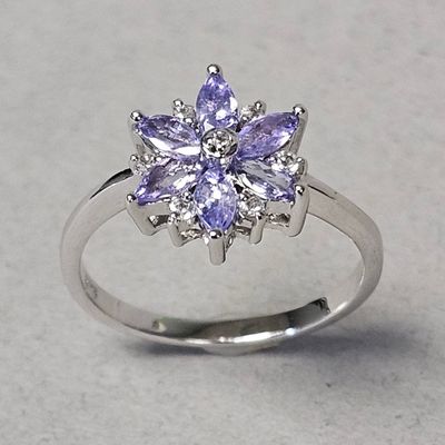 Sale Photo Thumbnail #416: Sterling Tanzanite & Diamond Ring 2.5 Grams