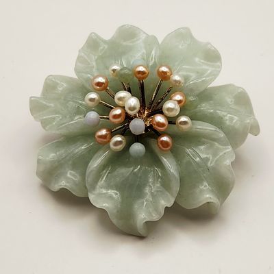 Sale Photo Thumbnail #358: Whitney Kelly Jadeite Flower Brooch Pendant