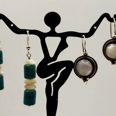 Sale Photo Thumbnail #296: Mother-of-Pearl & Turquoise Earrings 16.4 Grams