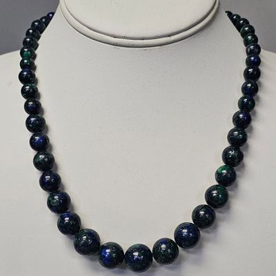 Sale Photo Thumbnail #428: Graduated Azurmalachite & Sterling Necklace 59.2 Grams
