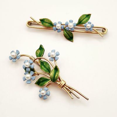 Sale Photo Thumbnail #217: Krementz Forget-Me-Not Brooches Pins