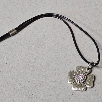 Sale Photo Thumbnail #438: Pandora Sterling Pink Stone Flower Pendant 3.4 Grams