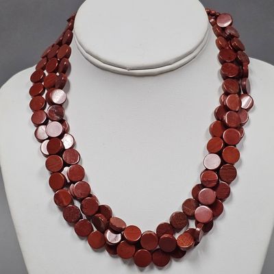 Sale Photo Thumbnail #164: DR Sterling Red Jasper Strand Necklace 89.0 Grams