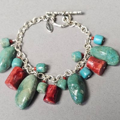 Sale Photo Thumbnail #461: Barse Sterling Multi-Stone Dangle Bracelet 30 Grams