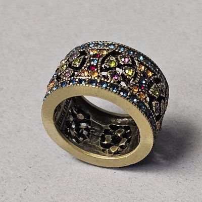Sale Photo Thumbnail #180: Heidi Daus Bronzed Crystal Wide Band Ring