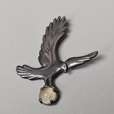 Sale Photo Thumbnail #389: Sterling Moonstone Bird of Prey Pendant 8.3 Grams