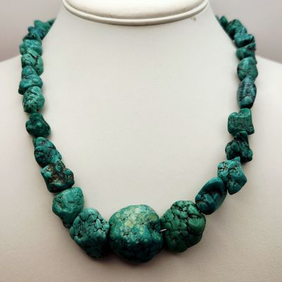 Sale Photo Thumbnail #366: Jay King Graduated Turquoise Nugget Necklace