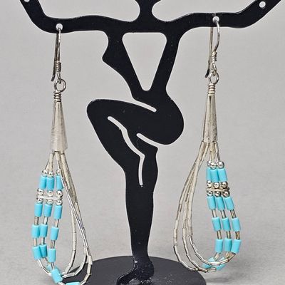Sale Photo Thumbnail #421: Sterling & Turquoise Liquid Silver Earrings 3.0 Grams