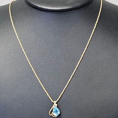 Sale Photo Thumbnail #183: 14K Blue Topaz & Diamond Necklace 4.0 Grams