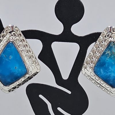 Sale Photo Thumbnail #170: DRs Sterling Apatite Cabochon Stud Earrings 9.0 Grams