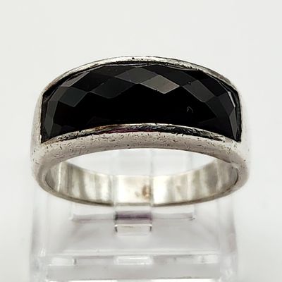 Sale Photo Thumbnail #234: Sterling Onyx Faceted Ring 7.1 Grams