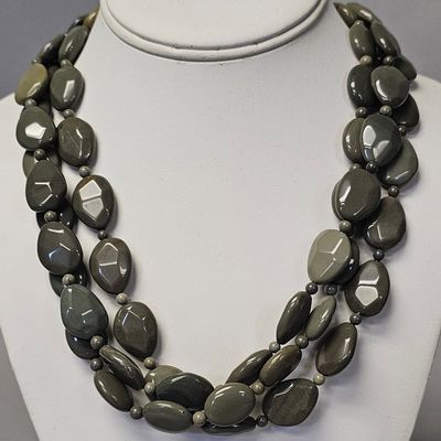 Sale Photo Thumbnail #427: DR Sterling Tumbled Stone Triple Strand Necklace 166.6 Grams