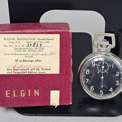 Sale Photo Thumbnail #42: Elgin Base Metal A-8 Navigation Stopwatch