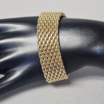 Sale Photo Thumbnail #445: Carolee Gold-Tone Wide Mesh Bracelet