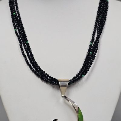 Sale Photo Thumbnail #98: Jay King Mine Finds Sterling Inlay Necklace 36.3 Grams