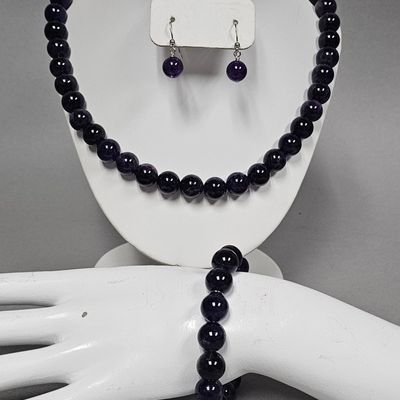 Sale Photo Thumbnail #99: Amethyst & Sterling Bead Jewelry Set