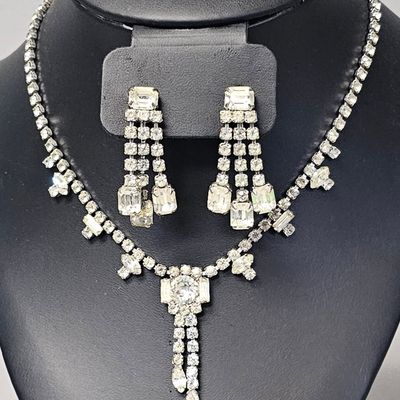 Sale Photo Thumbnail #130: Kramer & Weiss Silver-Tone Rhinestone Necklace & Earrings