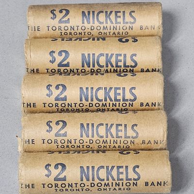 Sale Photo Thumbnail #33: Toronto-Dominion Bank Original Bank-Wrapped Nickel Rolls