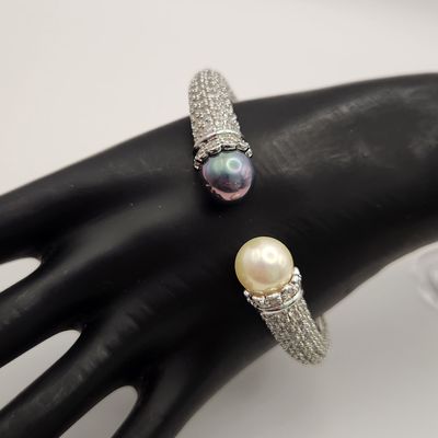 Sale Photo Thumbnail #336: Adrienne Silver-Tone Diamonite Bypass Bangle