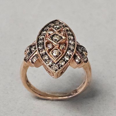 Sale Photo Thumbnail #452: Sterling Rose-Tone Pave Cocktail Ring 6.3 Grams