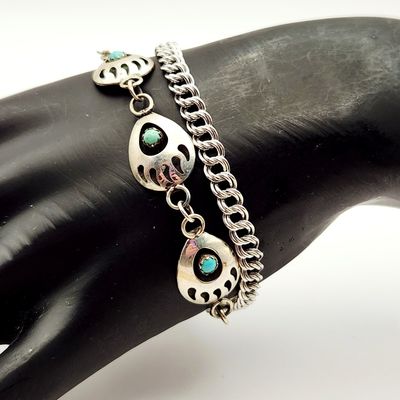 Sale Photo Thumbnail #285: Sterling Bear Paw &  Link Bracelets 14.6 Grams